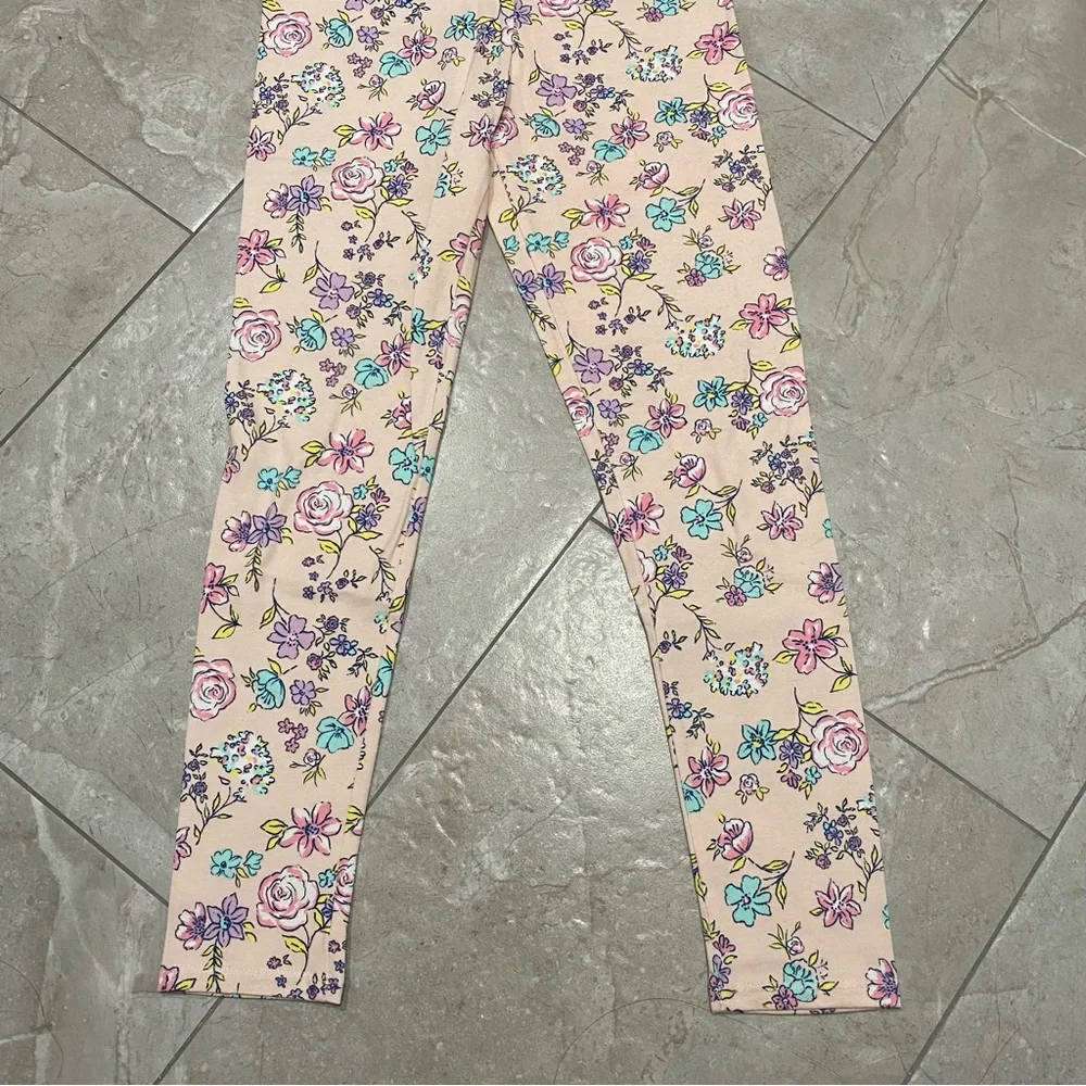 Kids Cynthia Rowley Girls Pink Floral Flower Print Leggings Pants M 7/8